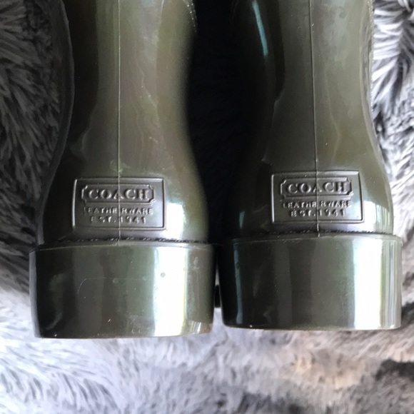 Coach Talia Tall Olive Green Rain Boots - Picture 5 of 12